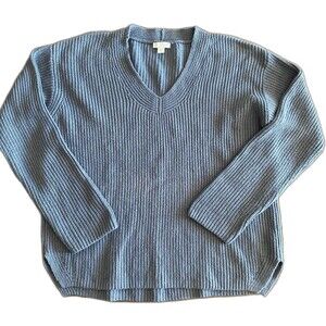 J. Jill Blue Ribbed Knit Sweater Women's Small